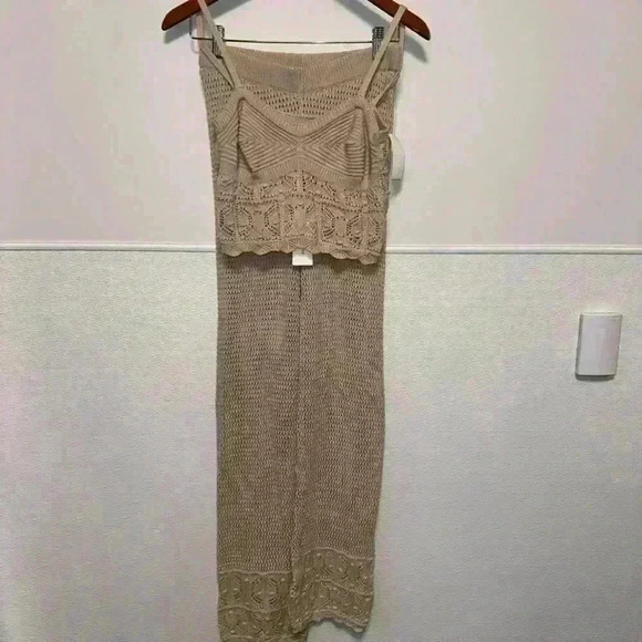 NWT! Pink Rose Crochet Knit Two Piece Set / Size S / Beige - Picture 3 of 16